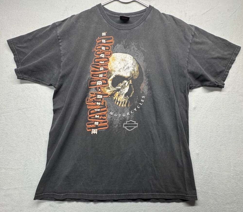 Harley-Davidson Bravado St. Charles Missouri Skull Motorcycle T-Shirt Black
